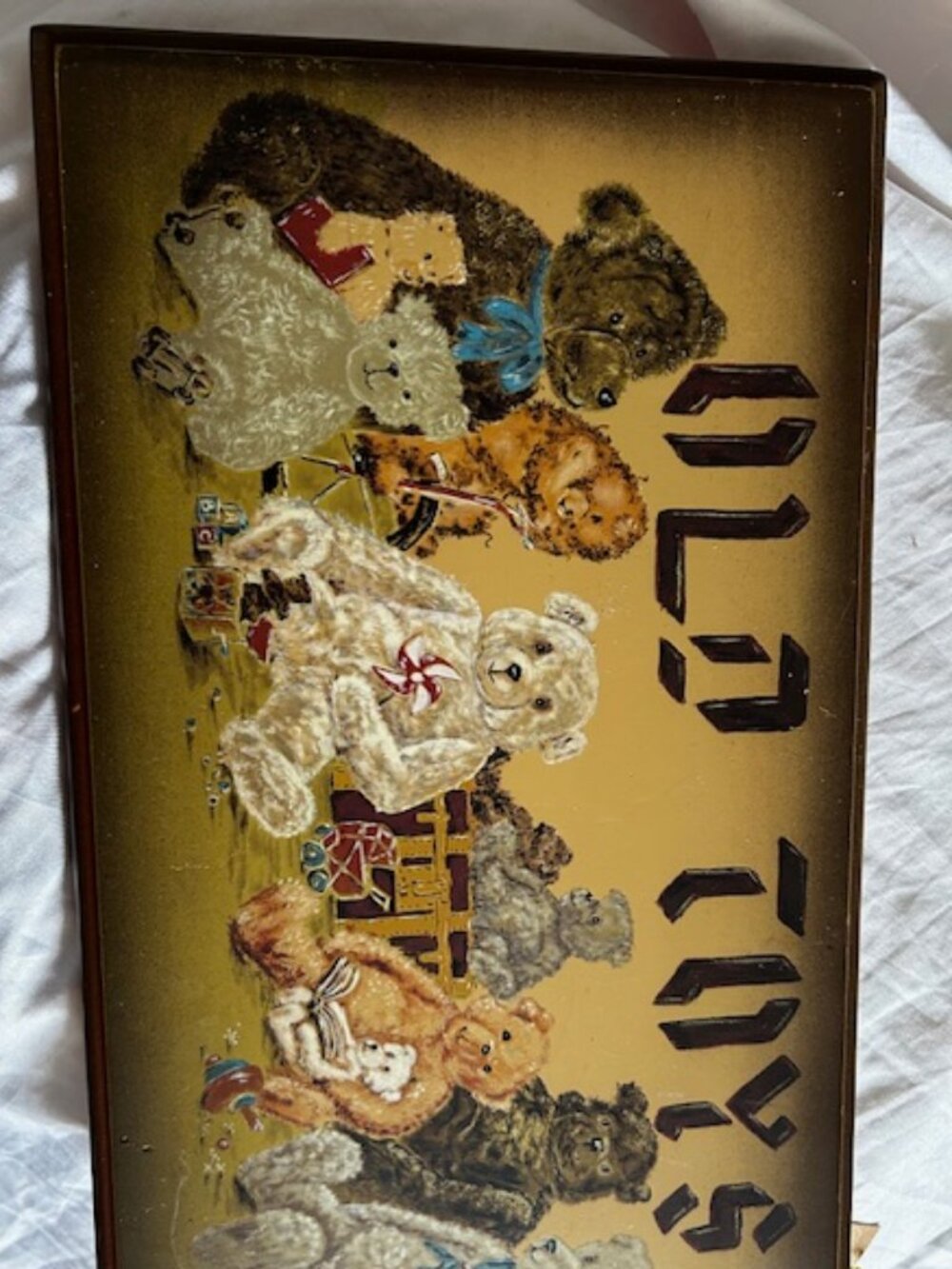 14 x 8 " wood picture vintage old picture teddy bear toys toy sign wall decor - Picture 6 of 6